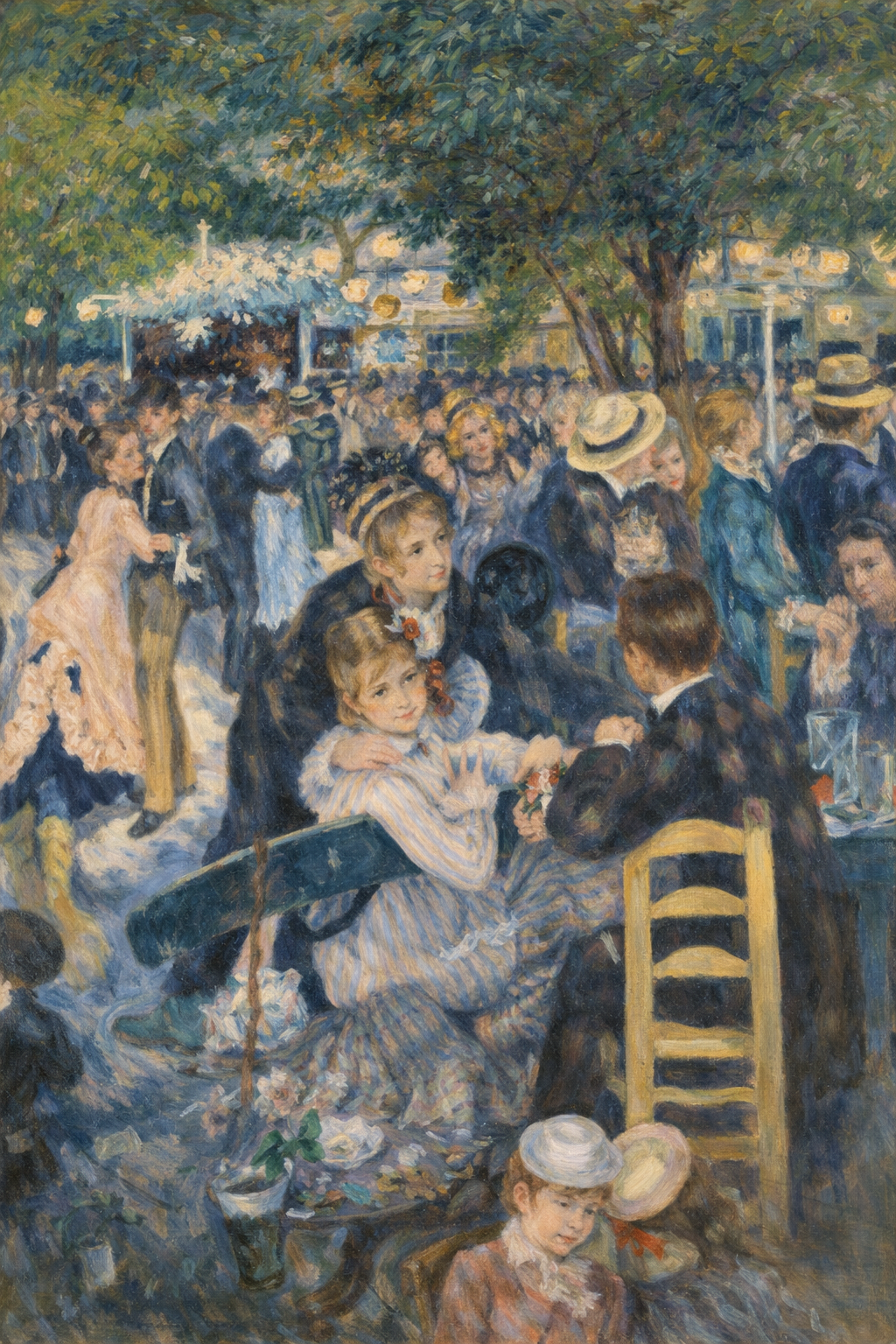 Renoir painting of dancers beneath trees at Montmartre&rsquo;s Moulin de la Galette
